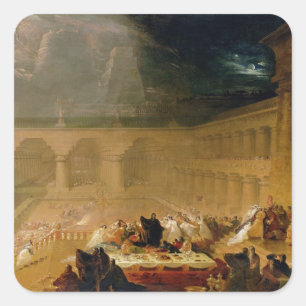 Belsazar's Fest (Öl auf Leinwand) Quadratischer Aufkleber