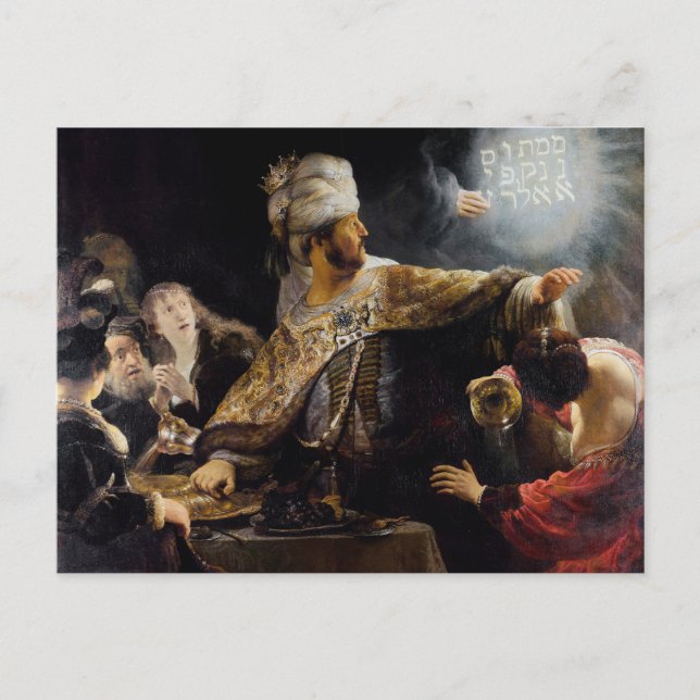 Belsazars Fest von Rembrandt Postkarte (Vorderseite)