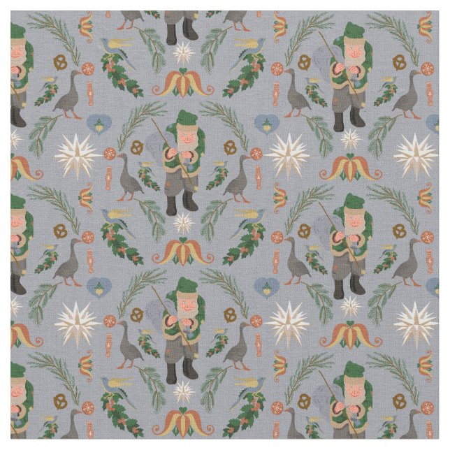 Belsnickel und Pennsylvania Weihnachtsmotifs Stoff (Nahaufnahme)