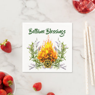 Beltane Blessings Bonfire Wicca Sabbat Party Serviette