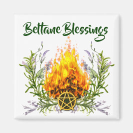 Beltane Blessings Floral Fire Wicca Magnet
