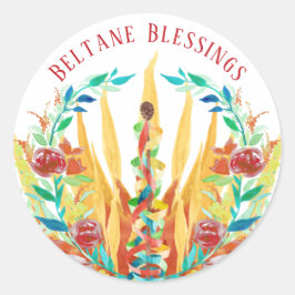 Beltane Fire Maypole & Summer Blume Runder Aufkleber