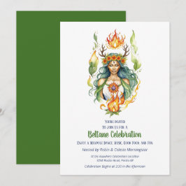 Beltane Fire Summer Goddess Floral Sabbat Party Einladung
