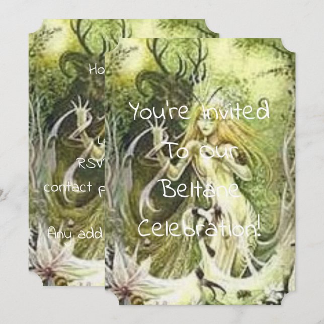 Beltane horrte Gott und Göttin Einladung (Vorne/Hinten)