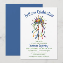 Beltane Maypole Summer Floral Sabbat Party Einladung