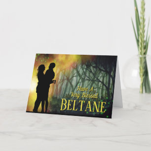 Beltane Night Couple im Wald Feiertagskarte