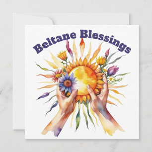 Beltane Sommer Floral Sonnen Sabbat Segnungen Feiertagskarte