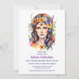 Beltane Sommergöttin Floral Sabbat-Party Einladung