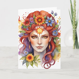 Beltane Sommergöttin Floral Wicca Sabbat Feiertagskarte