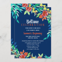 Beltane Summer Blume Wicca Watercolor Blue