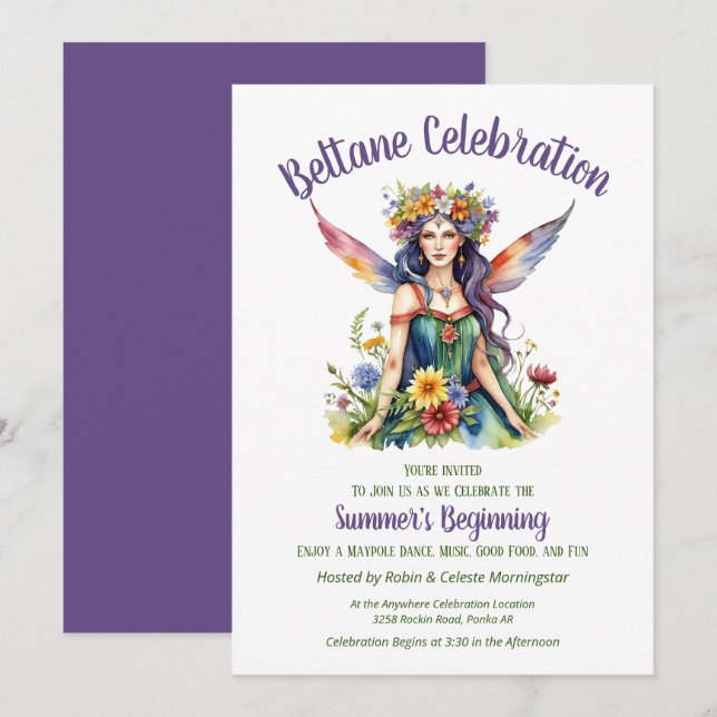 Beltane Summer Fairy Floral Sabbat Party Einladung (Vorne/Hinten)