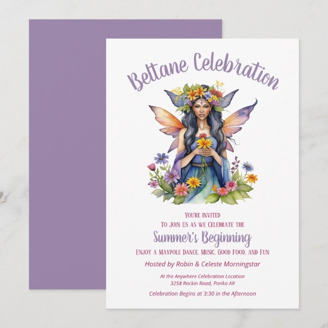 Beltane Summer Fairy Floral Sabbat Party Einladung (Vorne/Hinten)