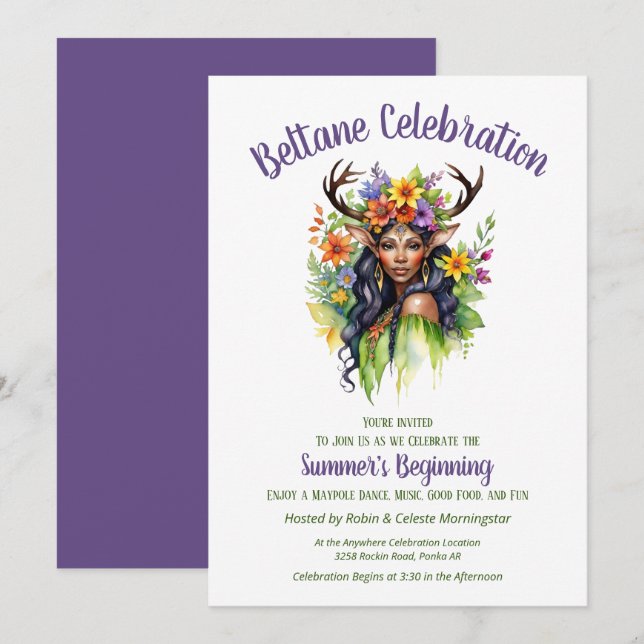 Beltane Summer Fairy Floral Sabbat Party Einladung (Vorne/Hinten)