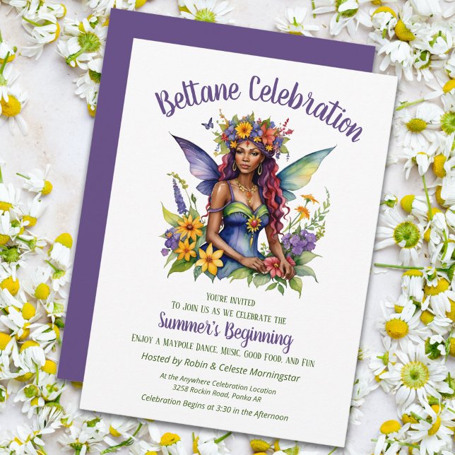 Beltane Summer Fairy Floral Sabbat Party Einladung (Beltane Summer Fairy Floral Sabbat Party Invitation by Pagan Holidays)