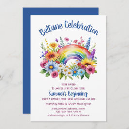 Beltane Summer Floral Rainbow Sabbat Party Einladung