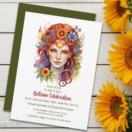 Beltane Summer Goddess Floral Sabbat Party Einladung
