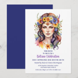 Beltane Summer Goddess Floral Sabbat Party Einladung