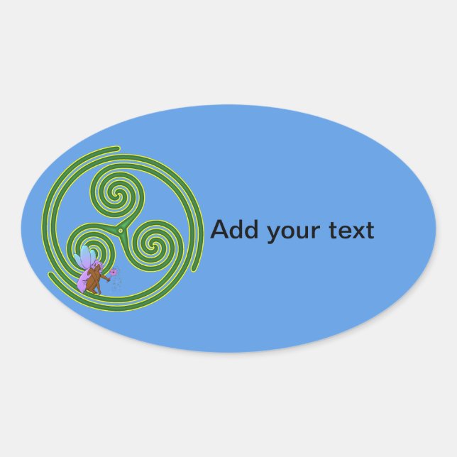 Beltane Triskele mit Fairy Ovaler Aufkleber (Vorderseite)
