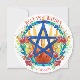Beltane Wiccan Pentagramm Fire & Summer Blume Feiertagskarte