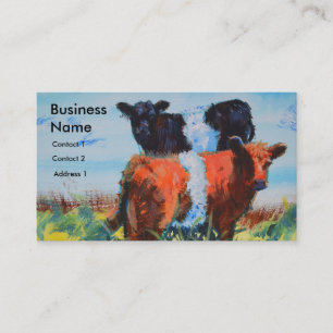 Belted Galloway Bull Calf Painting Business Cards Visitenkarte