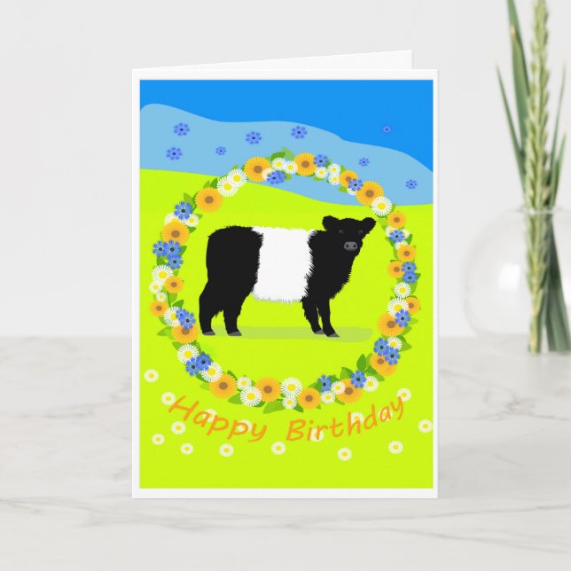 Belted Galloway calf birthday card Feiertagskarte (Vorderseite)