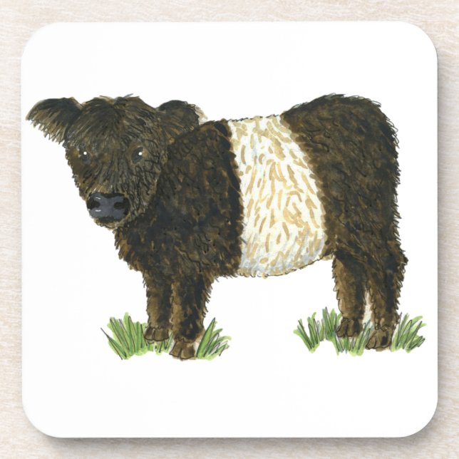 "Beltie" umgeschnallter Galloway Untersetzer (Vorderseite)