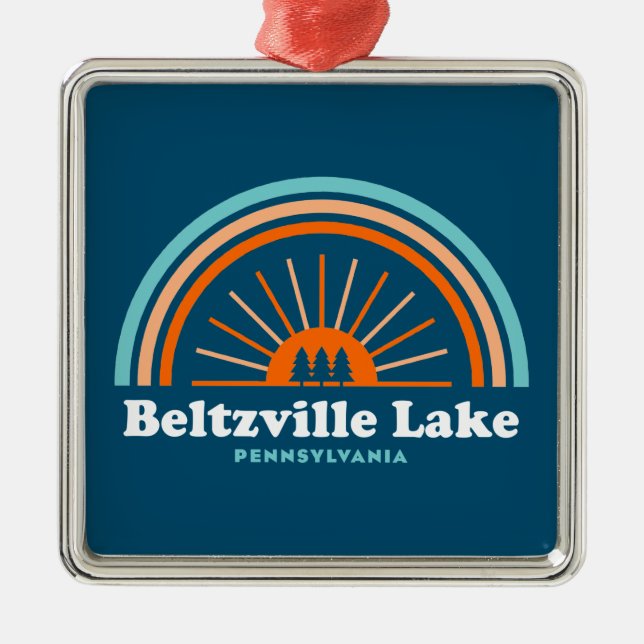 Beltzville Lake Pennsylvania Rainbow Ornament Aus Metall (Vorne)