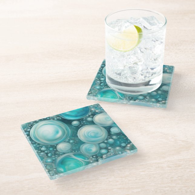 Beluga Bubbles Glasuntersetzer (Schrägansicht)