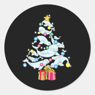 Beluga-Wal-Christbaum-Wale Weihnachten  Runder Aufkleber