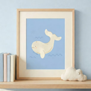 Beluga-Wal-Nachwuchs Kunstprint Lass dich treibe Fotodruck