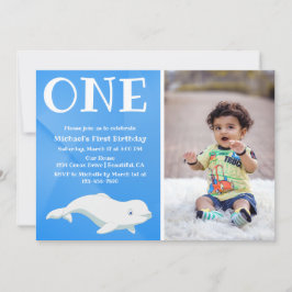 Beluga Whale Arktische Ozeane Foto Erster Geburtst Einladung