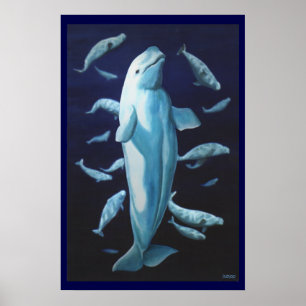 Beluga Whale Art Print Marinelife Whale Malerei Poster