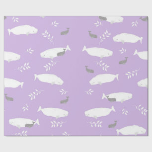 Beluga Whale auf Pastel Lilac Illustration Geschenkpapier