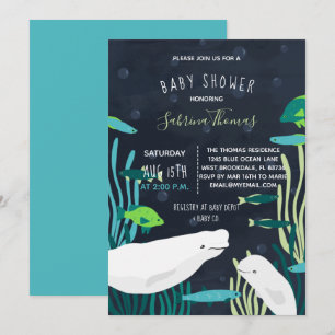 Beluga Whale Baby Shower Einladung