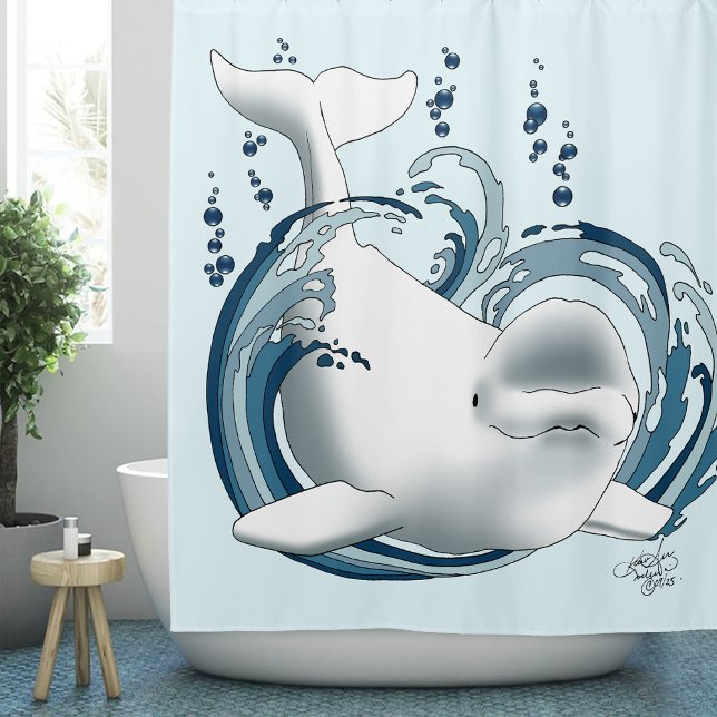 Beluga Whale Blue Duschvorhang (Von Creator hochgeladen)