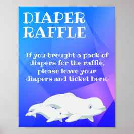 Beluga Whale Blue, Pink Arctic Ocean Baby Shower Poster