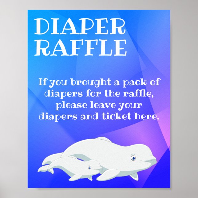 Beluga Whale Blue, Pink Arctic Ocean Baby Shower Poster (Vorne)