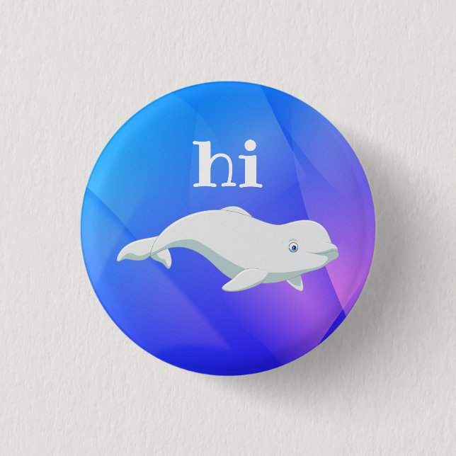 Beluga Whale Blue, Pink, Purple Arctic Ocean Button (Vorderseite)