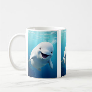 Beluga Whale Cartoon Blauer grüner arktischer Ozea Kaffeetasse