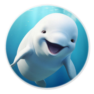 Beluga Whale Cartoon Blauer grüner arktischer Ozea Keramikknauf