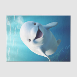 Beluga Whale Cartoon Blauer grüner arktischer Ozea Seidenpapier