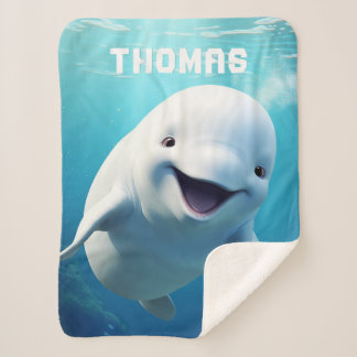 Beluga Whale Cartoon Blauer grüner arktischer Ozea Sherpadecke