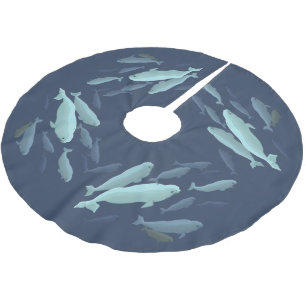 Beluga Whale Christmas Tree Skirt Whale Tree Skirt Polyester Weihnachtsbaumdecke
