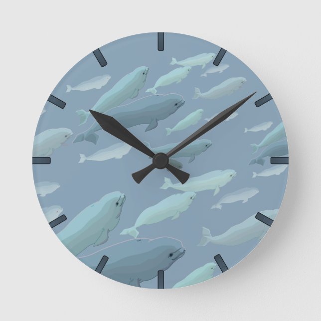 Beluga Whale Clock Beluga Whale Whale Whale Wallfa Runde Wanduhr (Vorderseite)