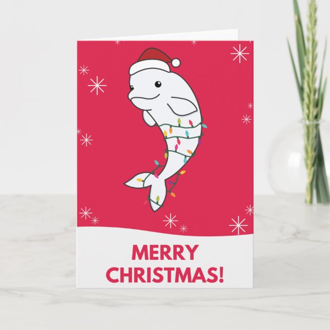 Beluga Whale Frohe Weihnachts Winter Tiere Wale Karte (Vorderseite)