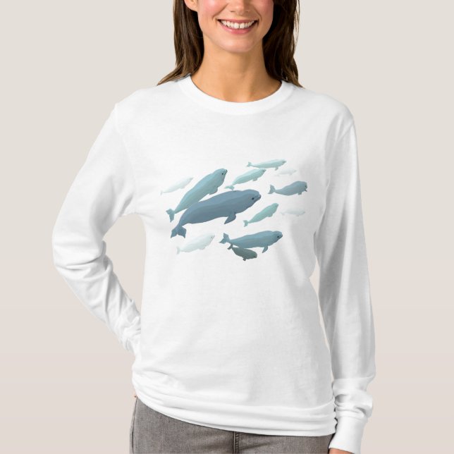 Beluga Whale Hooded T - Shirt Whale Hoodie (Vorderseite)