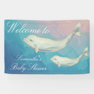 Beluga Whale Mama und Calf Baby Dusche Banner