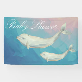 Beluga Whale Mama und Calf Baby Dusche Banner