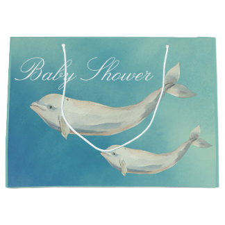 Beluga Whale Mama und Calf Baby Dusche Große Geschenktüte