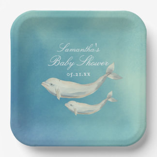 Beluga Whale Mama und Calf Baby Dusche Pappteller